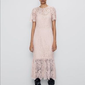 Zara Blush Pink Lace Maxi Dress